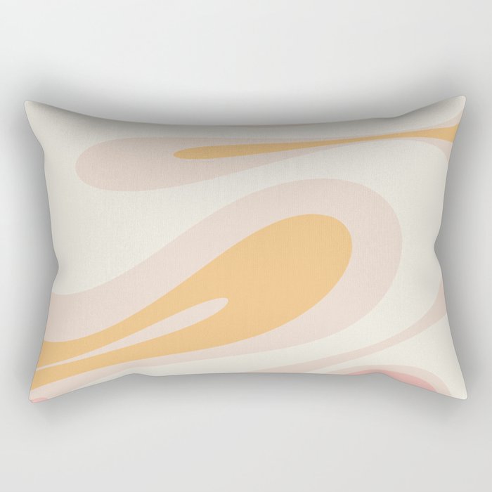 Mellow Flow Retro 60s 70s Abstract Pattern Pale Pink and Mustard Rectangular Pillow Gallery Image 1