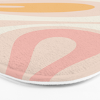 Mellow Flow Retro 60s 70s Abstract Pattern Pale Pink and Mustard Bath Mat Gallery Image 3