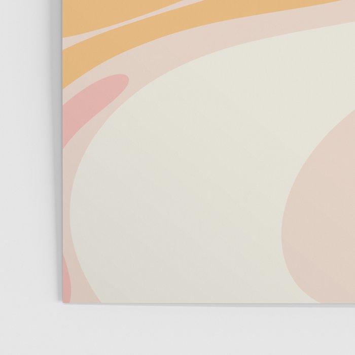 Mellow Flow Retro 60s 70s Abstract Pattern Pale Pink and Mustard Poster Gallery Image 3