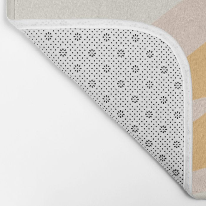 Mellow Flow Retro 60s 70s Abstract Pattern Pale Pink and Mustard Bath Mat Gallery Image 2