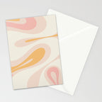Mellow Flow Retro 60s 70s Abstract Pattern Pale Pink and Mustard Stationery Card Gallery Image 2