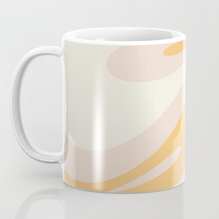 Mellow Flow Retro 60s 70s Abstract Pattern Pale Pink and Mustard Coffee Mug Gallery Image 3