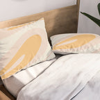 Mellow Flow Retro 60s 70s Abstract Pattern Pale Pink and Mustard Pillow Sham Gallery Image 2
