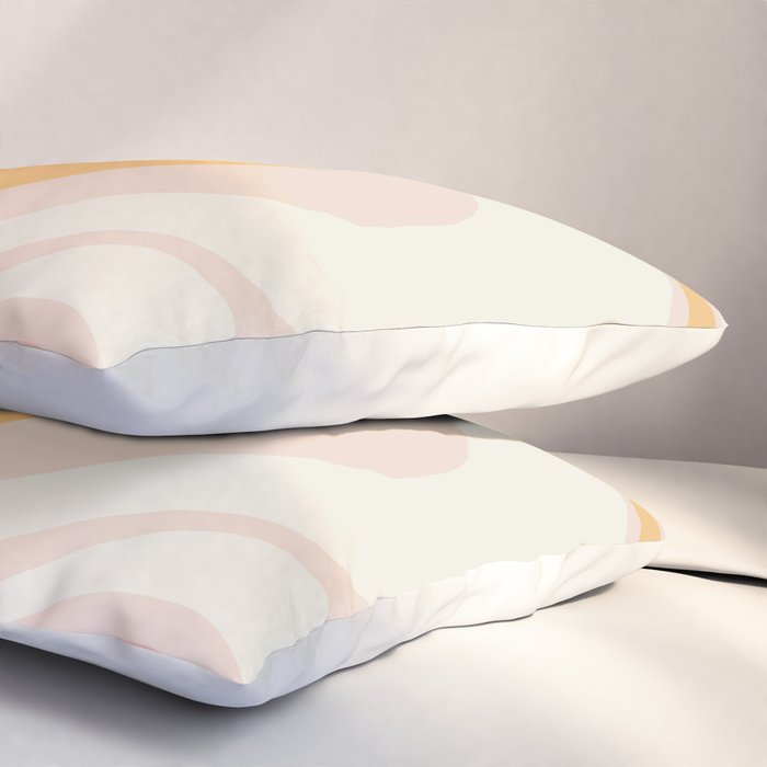 Mellow Flow Retro 60s 70s Abstract Pattern Pale Pink and Mustard Pillow Sham Gallery Image 3