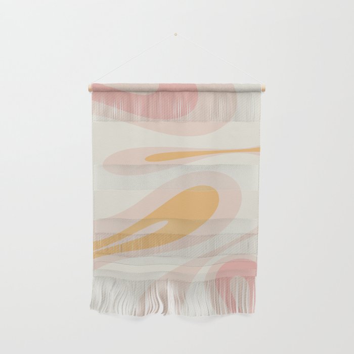 Mellow Flow Retro 60s 70s Abstract Pattern Pale Pink and Mustard Wall Hanging Gallery Image 1