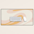 Mellow Flow Retro 60s 70s Abstract Pattern Pale Pink and Mustard Desk Mat Gallery Image 1