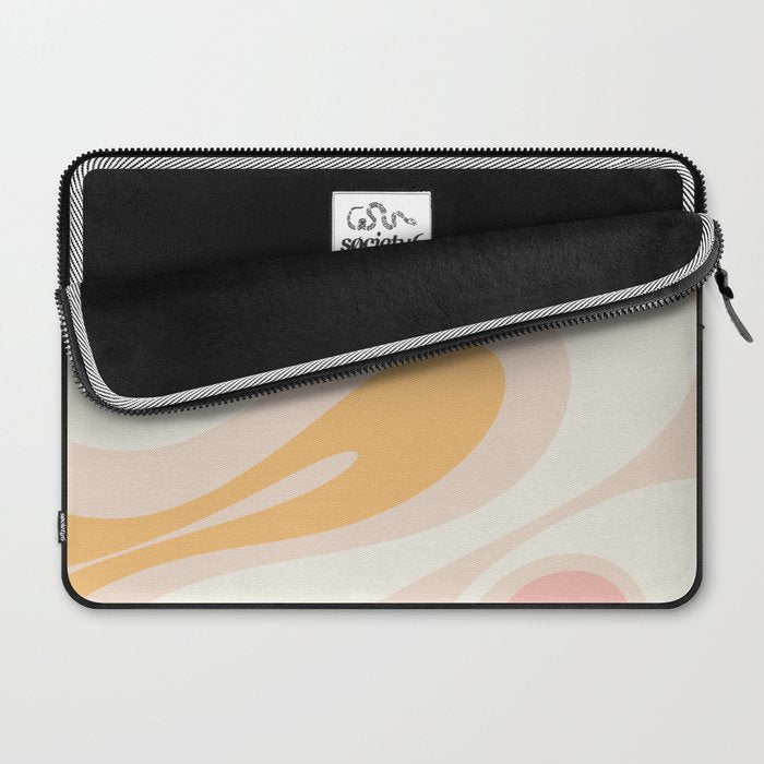 Mellow Flow Retro 60s 70s Abstract Pattern Pale Pink and Mustard Laptop Sleeve Gallery Image 2