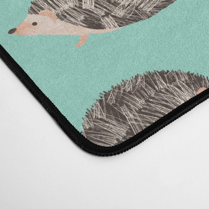 Hedgehog Turquoise Desk Mat Gallery Image 4