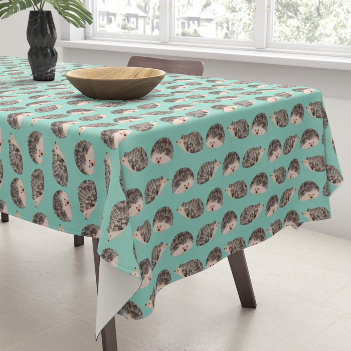 Hedgehog Turquoise Tablecloth Gallery Image 3