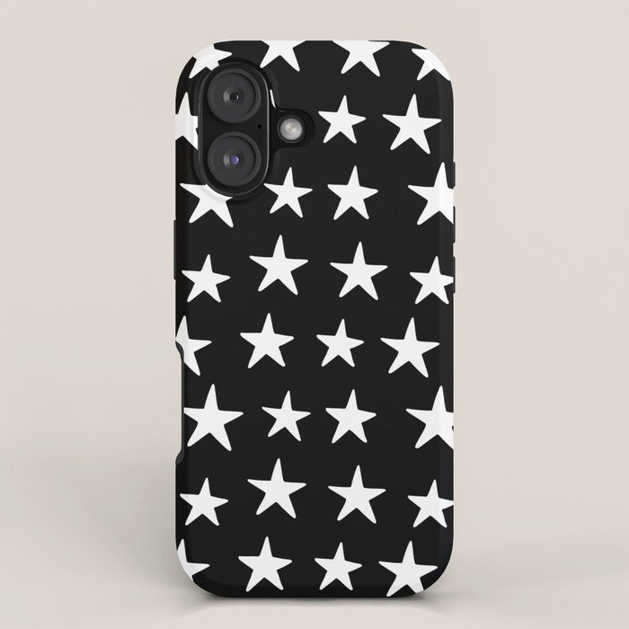 Star Pattern White On Black iPhone Case Gallery Image 1