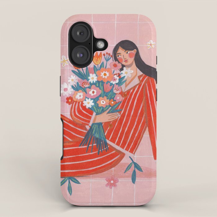 Modern Woman with Flowers iPhone Case Gallery Image 1