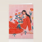 Modern Woman with Flowers Stationery Card Gallery Image 2