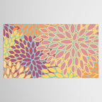 Festive, Floral Prints, Orange, Yellow, Teal and Pink Tablecloth Gallery Image 2
