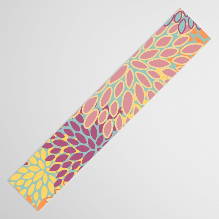 Festive, Floral Prints, Orange, Yellow, Teal and Pink Table Runner Gallery Image 3