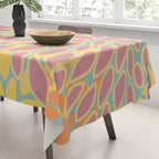 Festive, Floral Prints, Orange, Yellow, Teal and Pink Tablecloth Gallery Image 3
