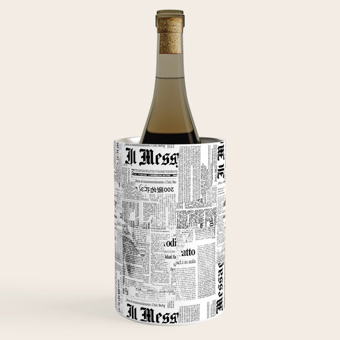 Black And White Collage Of Grunge Newspaper Fragments Wine Chiller Gallery Image 1