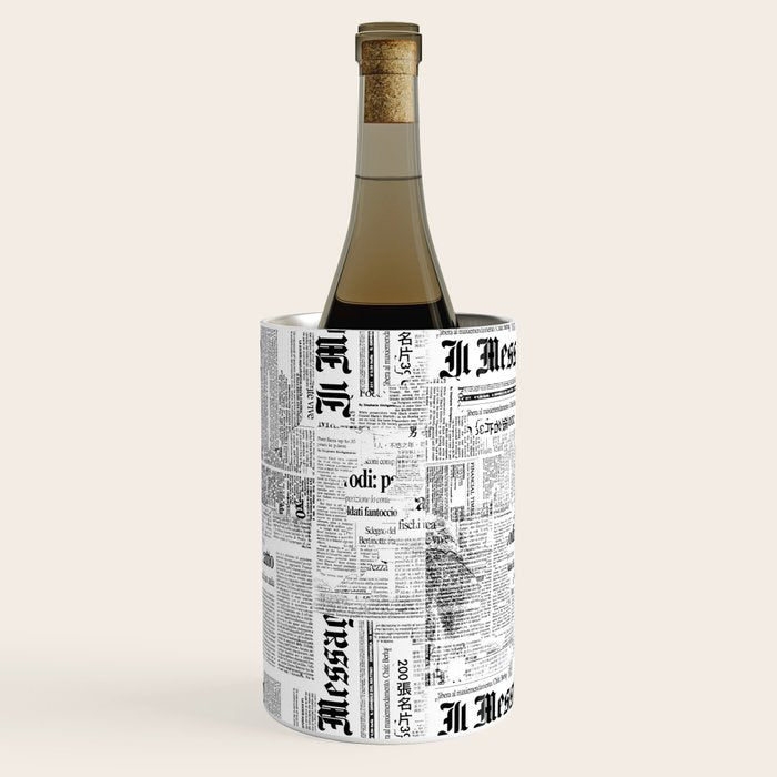 Black And White Collage Of Grunge Newspaper Fragments Wine Chiller Gallery Image 3