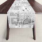 Black And White Collage Of Grunge Newspaper Fragments Table Runner Gallery Image 1
