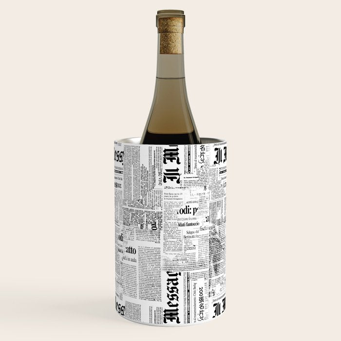 Black And White Collage Of Grunge Newspaper Fragments Wine Chiller Gallery Image 2