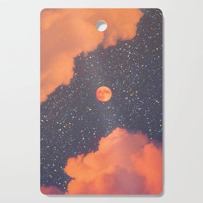 GLITTER SKY | sparkle | warm | moon | orange | blue | nature | collage | minimalism | stars | bling  Cutting Board Gallery Image 1