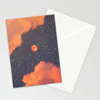 GLITTER SKY | sparkle | warm | moon | orange | blue | nature | collage | minimalism | stars | bling  Stationery Card Gallery Image 2