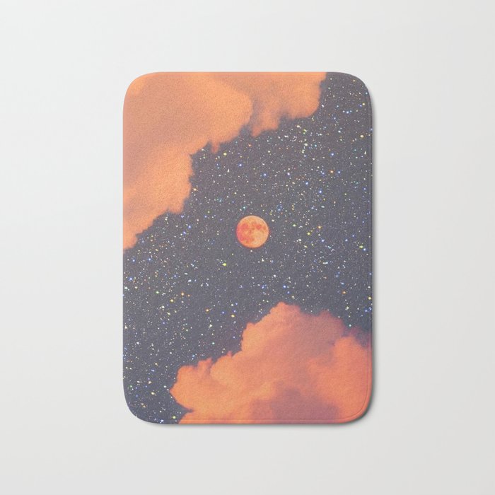 GLITTER SKY | sparkle | warm | moon | orange | blue | nature | collage | minimalism | stars | bling  Bath Mat Gallery Image 1