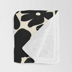 Black and White Retro Groovy Flowers  Throw Blanket Gallery Image 3