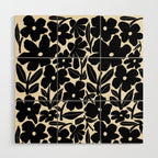 Black and White Retro Groovy Flowers  Wood Wall Art Gallery Image 1