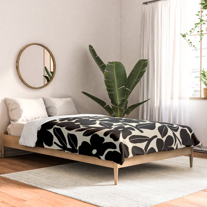 Black and White Retro Groovy Flowers  Comforter Gallery Image 2
