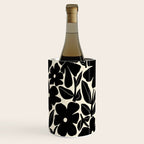 Black and White Retro Groovy Flowers  Wine Chiller Gallery Image 1