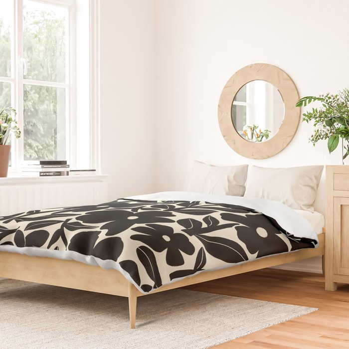 Black and White Retro Groovy Flowers  Duvet Cover Gallery Image 2
