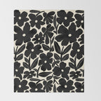 Black and White Retro Groovy Flowers  Throw Blanket Gallery Image 2