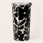 Black and White Retro Groovy Flowers  Travel Mug Gallery Image 2