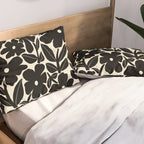 Black and White Retro Groovy Flowers  Pillow Sham Gallery Image 2