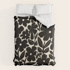 Black and White Retro Groovy Flowers  Duvet Cover Gallery Image 6