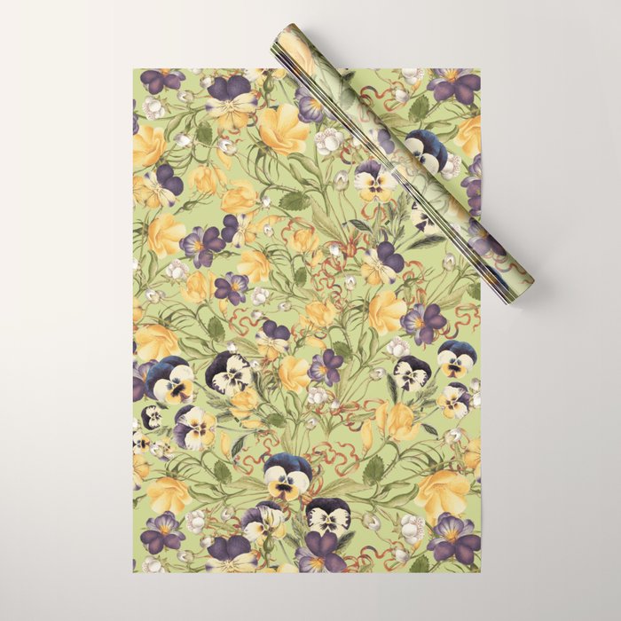 Pansy Floral Pattern Wrapping Paper Gallery Image 1