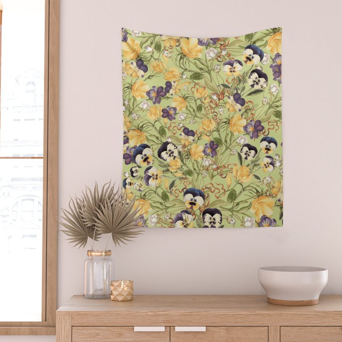 Pansy Floral Pattern Wall Tapestry Gallery Image 2