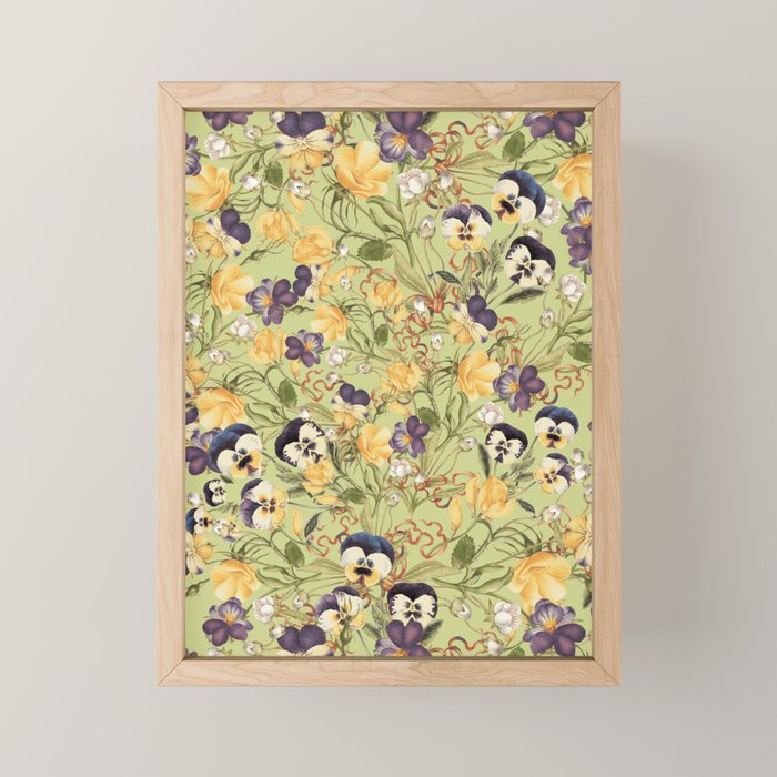 Pansy Floral Pattern Mini Art Print Gallery Image 1