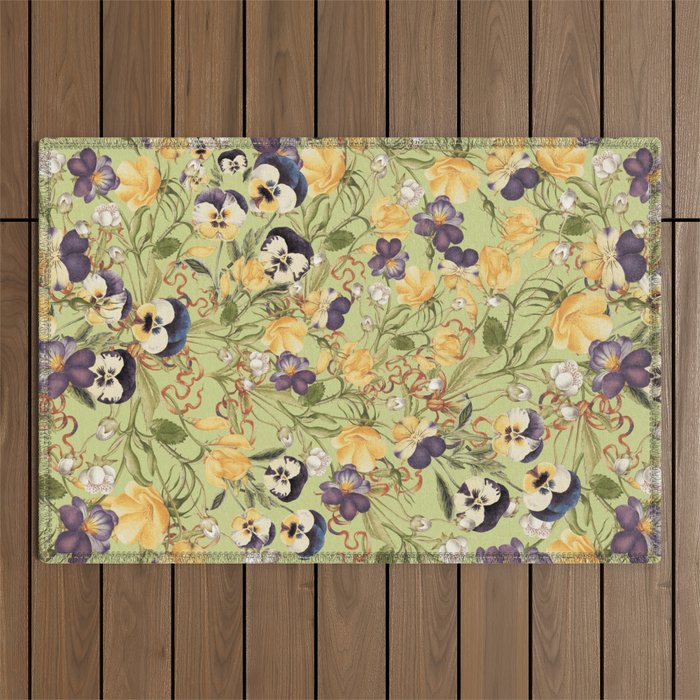 Pansy Floral Pattern Outdoor Rug Gallery Image 1