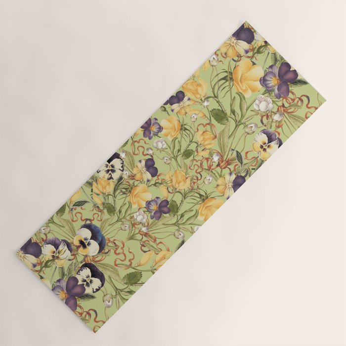 Pansy Floral Pattern Yoga Mat Gallery Image 1