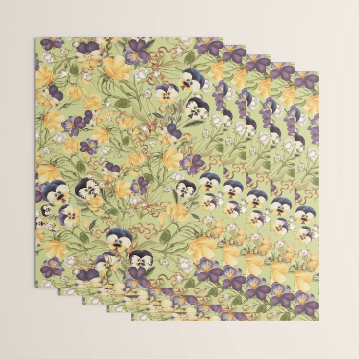 Pansy Floral Pattern Wrapping Paper Gallery Image 3