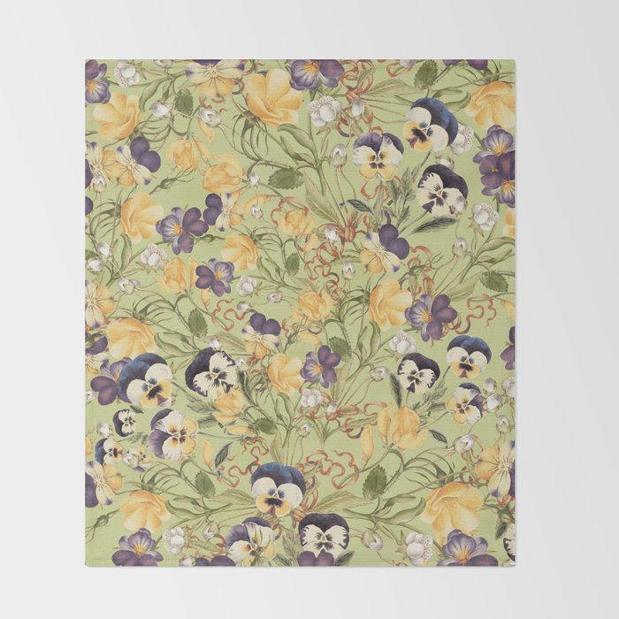 Pansy Floral Pattern Throw Blanket Gallery Image 2