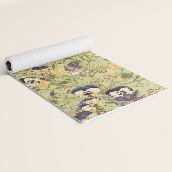 Pansy Floral Pattern Yoga Mat Gallery Image 2