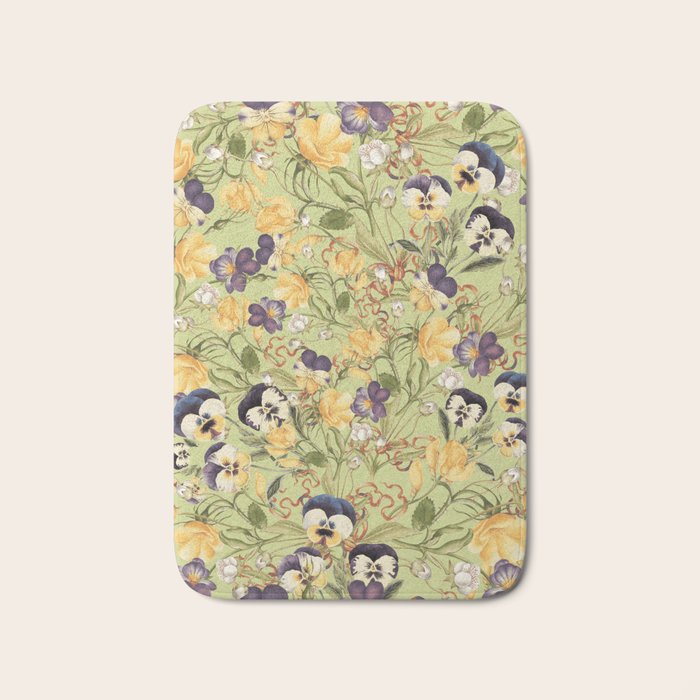 Pansy Floral Pattern Bath Mat Gallery Image 1