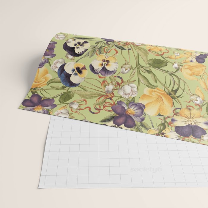 Pansy Floral Pattern Wrapping Paper Gallery Image 2