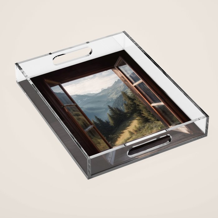 Where the Pines Begin - Alpine Landscape Print Acrylic Tray Gallery Image 1