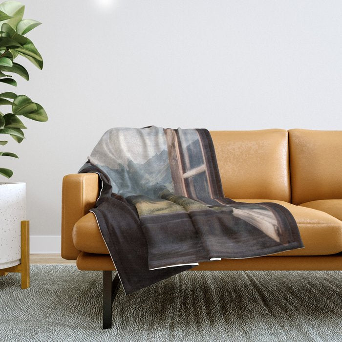 Where the Pines Begin - Alpine Landscape Print Throw Blanket Gallery Image 1