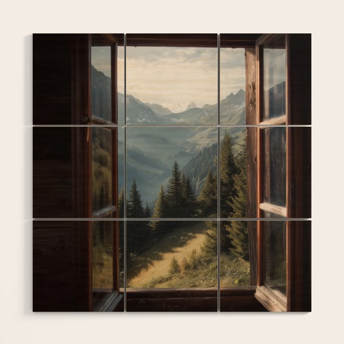 Where the Pines Begin - Alpine Landscape Print Wood Wall Art Gallery Image 1