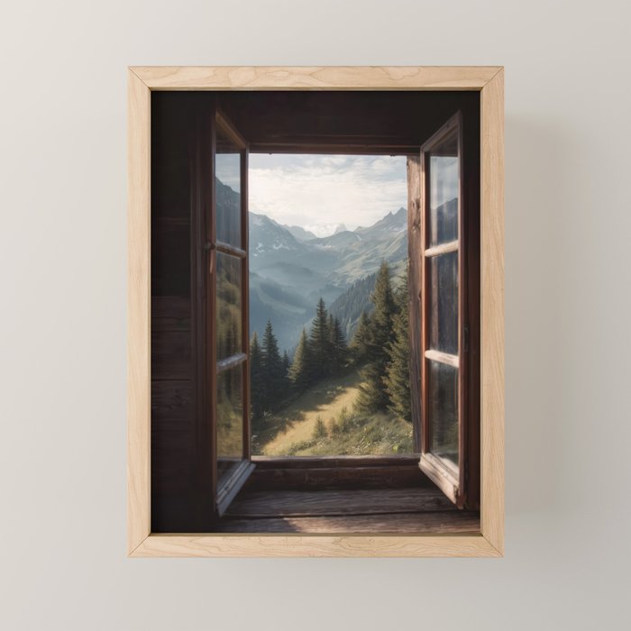 Where the Pines Begin - Alpine Landscape Print Mini Art Print Gallery Image 1