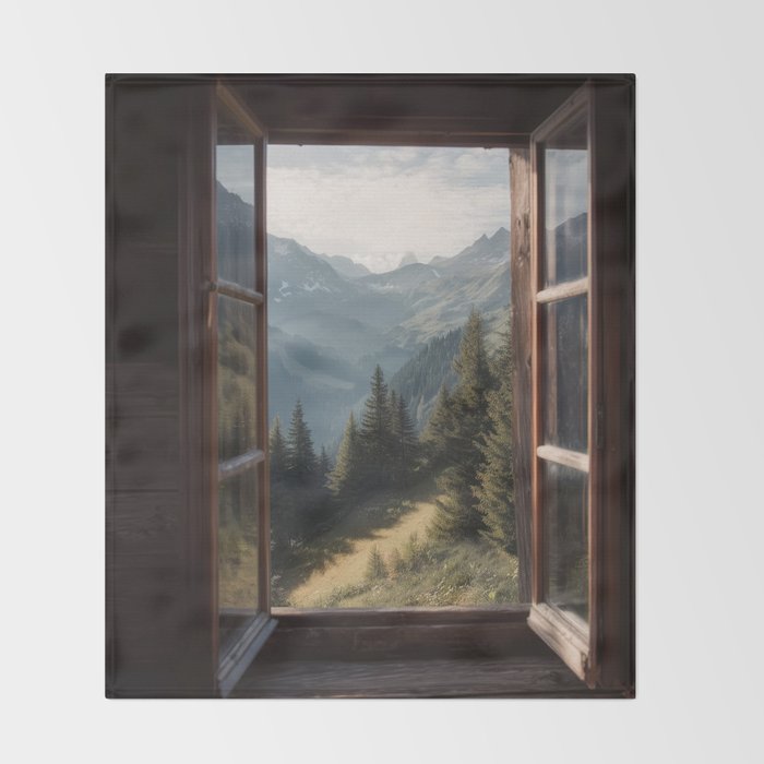 Where the Pines Begin - Alpine Landscape Print Throw Blanket Gallery Image 2